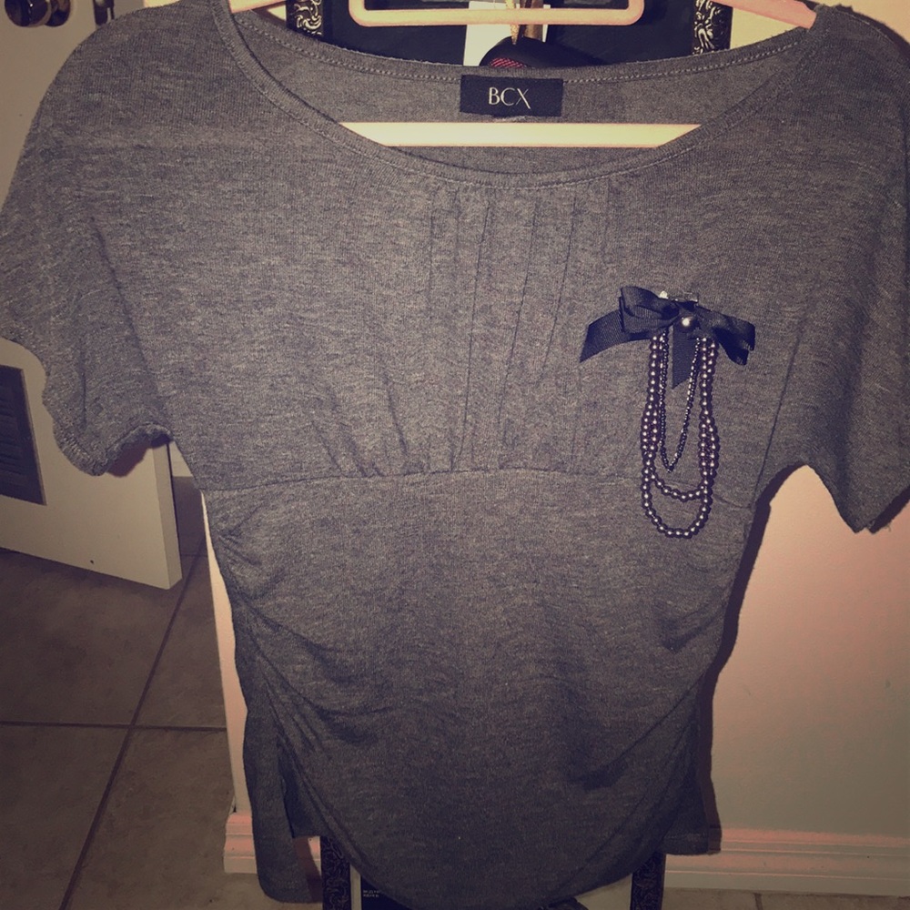 BCX Grey Short sleeved Blouse